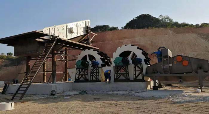 制砂生產(chǎn)線過程洗砂機的工作現(xiàn)場